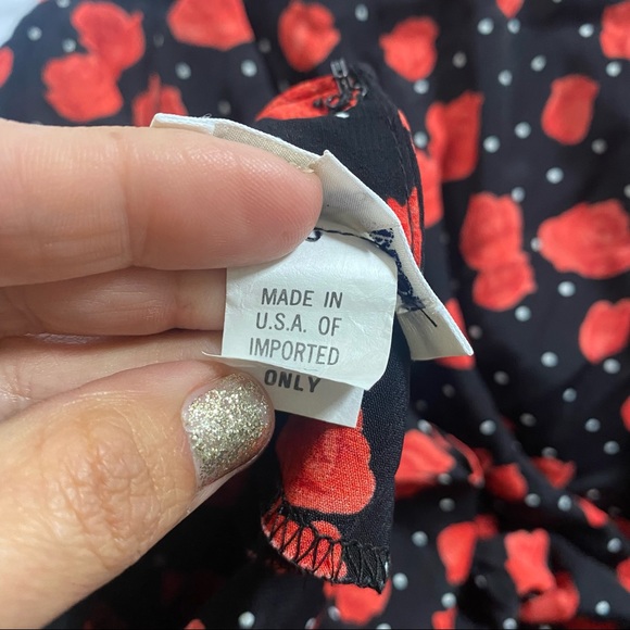 Vintage ANN TAYLOR BLACK POLKA DOT FLORAL DRESS - Picture 7 of 12